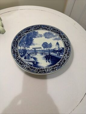 Blue Delft-Style Decorative Ceramic Plate